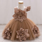 Mocha Blossom Couture Tulle Dress