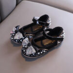 Midnight Pearl Glam Bow Flats